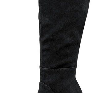 Womens Faux Suede Knee High Boots Chunky Heel Side Zipper Fall Winter
